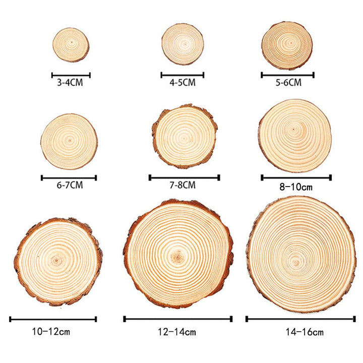 Schöne Holzscheiben-Untersetzer in Natur-Optik. Perfekt für rustikale Einrichtungen & Bastelideen.