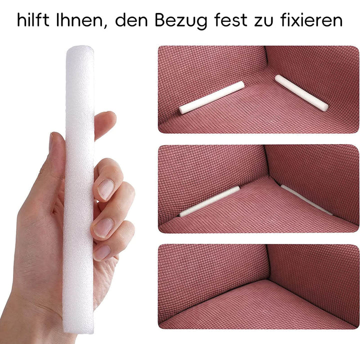 Verhindert Verrutschen von Sofabezügen. Flexible Schaumstoff-Stäbe für rutschfeste Polstermöbel & Schonbezüge.