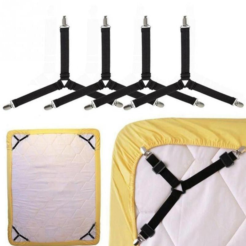 Rutschfeste Bettlakenspanner halten Bettlaken fest und faltenfrei auf der Matratze im Schlafzimmer.
