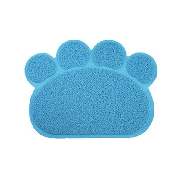Stylische Futtermatte mit Pfotendruck. Rutschfeste, wasserdichte PVC-Unterlage für den Fressplatz von Hund & Katze.