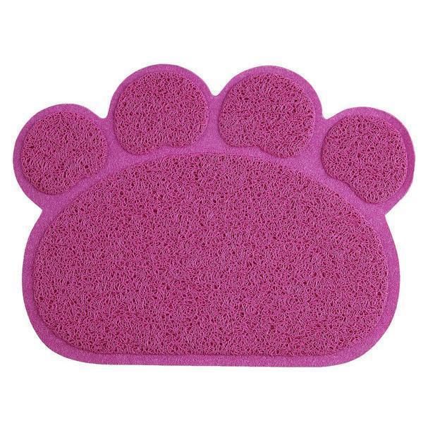 Hygienische rutschfeste Futtermatte für Haustiere. Wasserdichte PVC-Matte mit Pfotendruck für saubere Fütterung.
