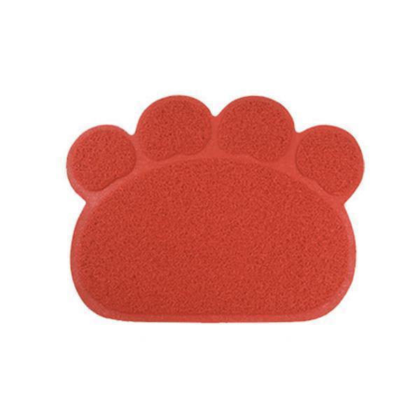 Rutschfeste Hundematte & Katzenmatte mit Pfotendruck. Wasserdichte PVC-Futtermatte für sauberen Fressplatz.