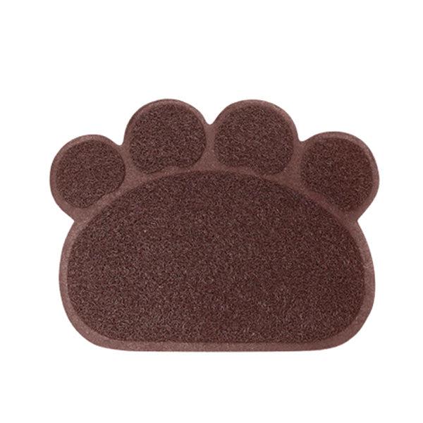 Hochwertige, rutschfeste PVC-Futtermatte mit Pfotendruck. Langlebige Unterlage für Hunde- und Katzennäpfe.