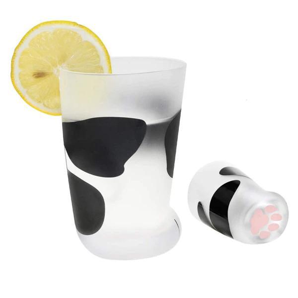 Süße Glas-Tasse mit Katzenpfoten-Design, ideal für Katzenliebhaber, Kaffee & Tee.