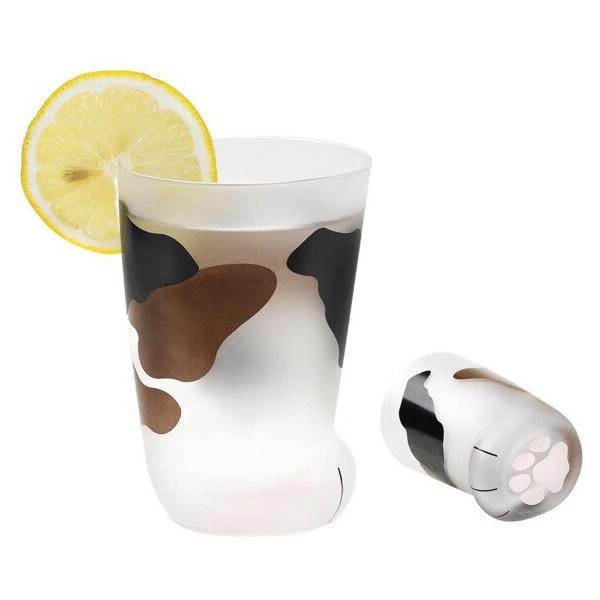 Vielseitige Glas-Tasse mit Katzenpfoten-Design, geeignet für Heiß- & Kaltgetränke.