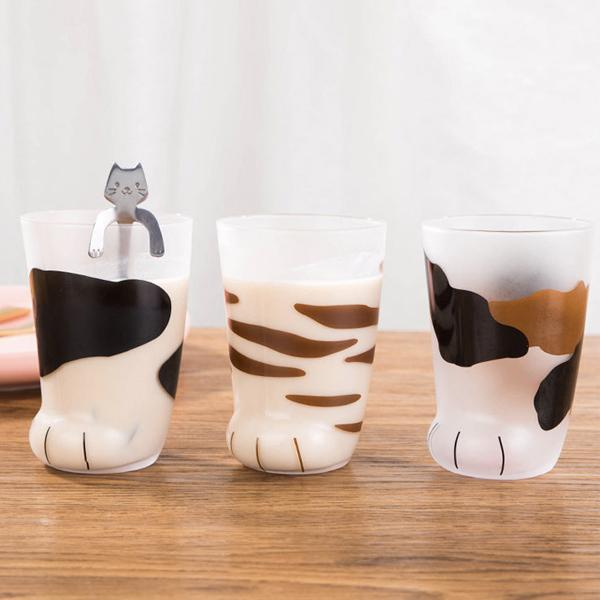 Hochwertige Katzenpfoten-Tasse aus Borosilikatglas, hitzebeständig, für Heißgetränke.