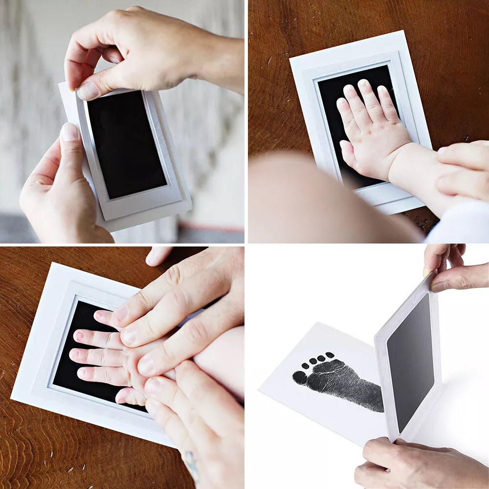 Baby Handabdruck-Set für personalisierte Erinnerungen; ungiftig, ideal für Neugeborene und Taufe.