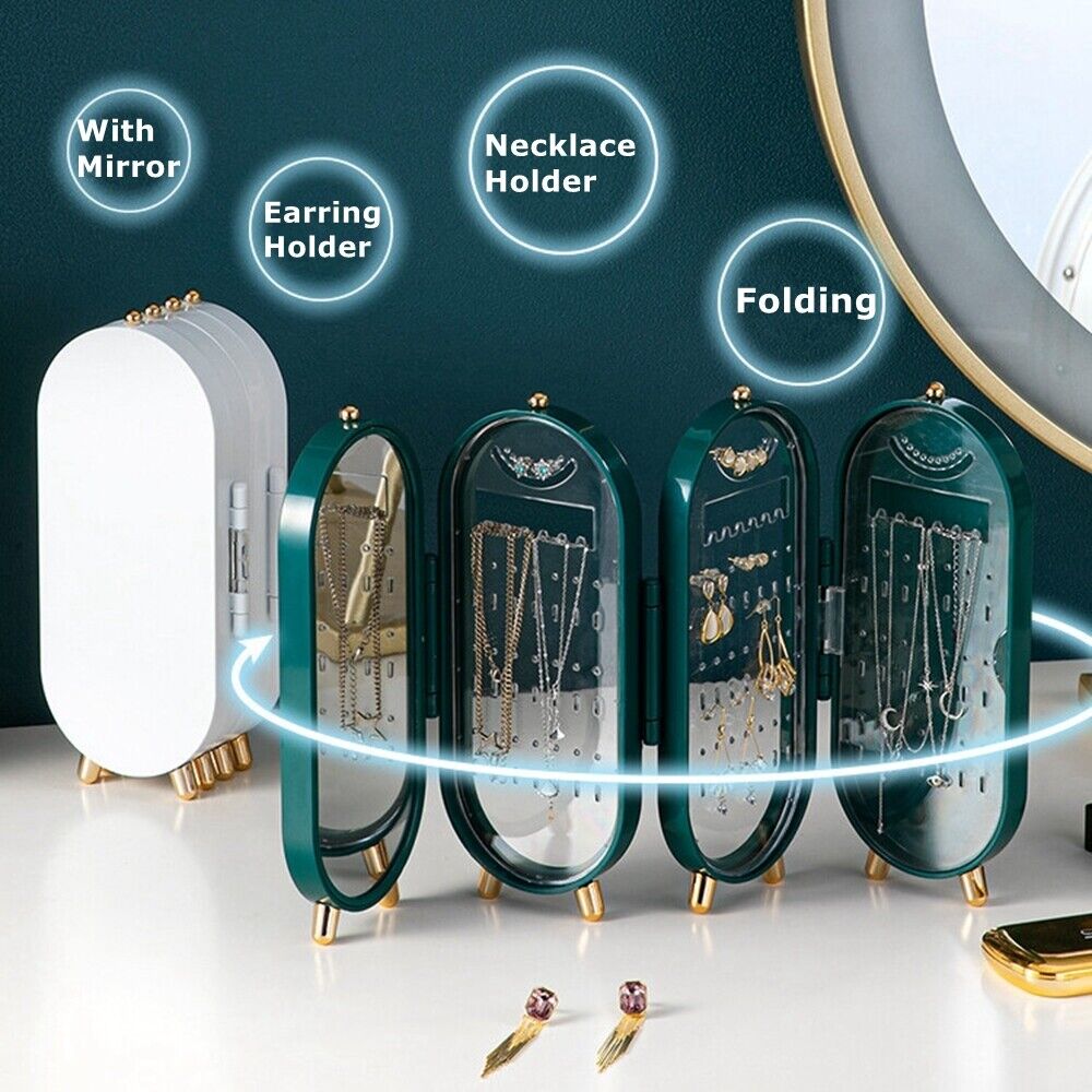 Eleganter Schmuck-Organizer, oval und faltbar, perfekt für die ordentliche Aufbewahrung von Accessoires.
