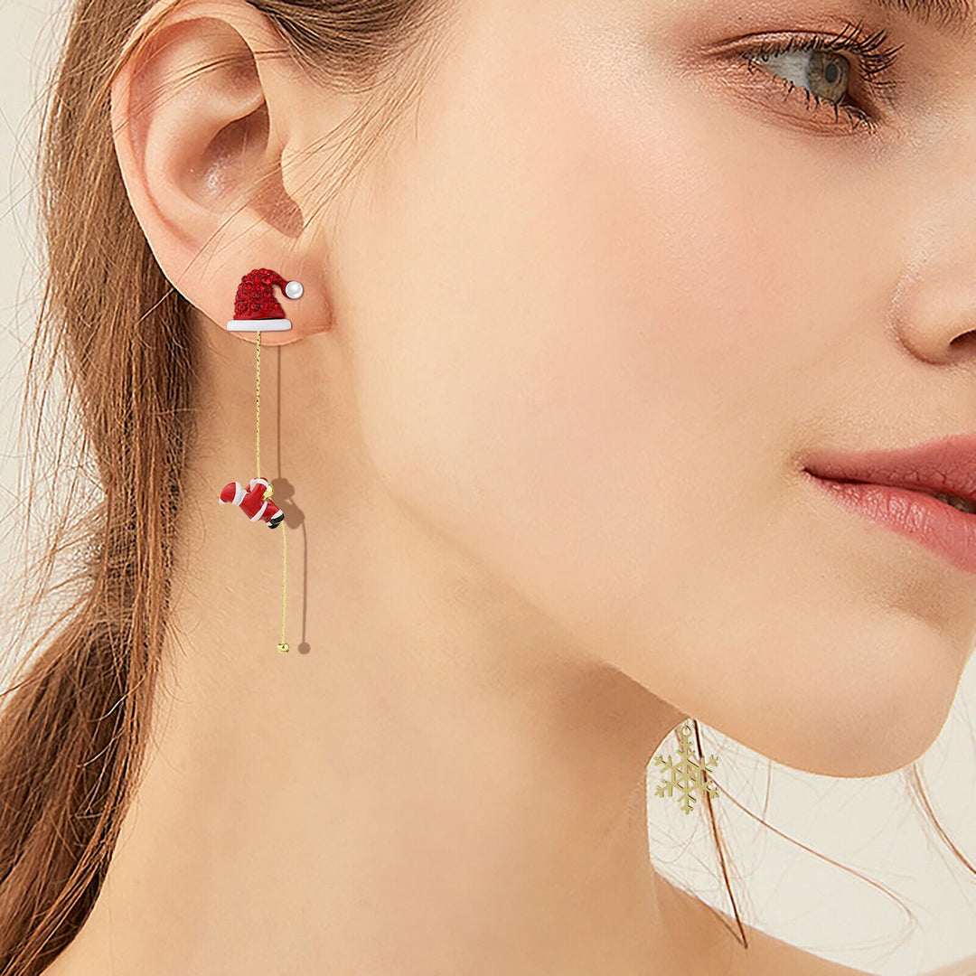 Wunderschöne Damenschmuck-Weihnachtsohrringe, lange Quasten mit festlichen Details, perfekte Geschenkidee.
