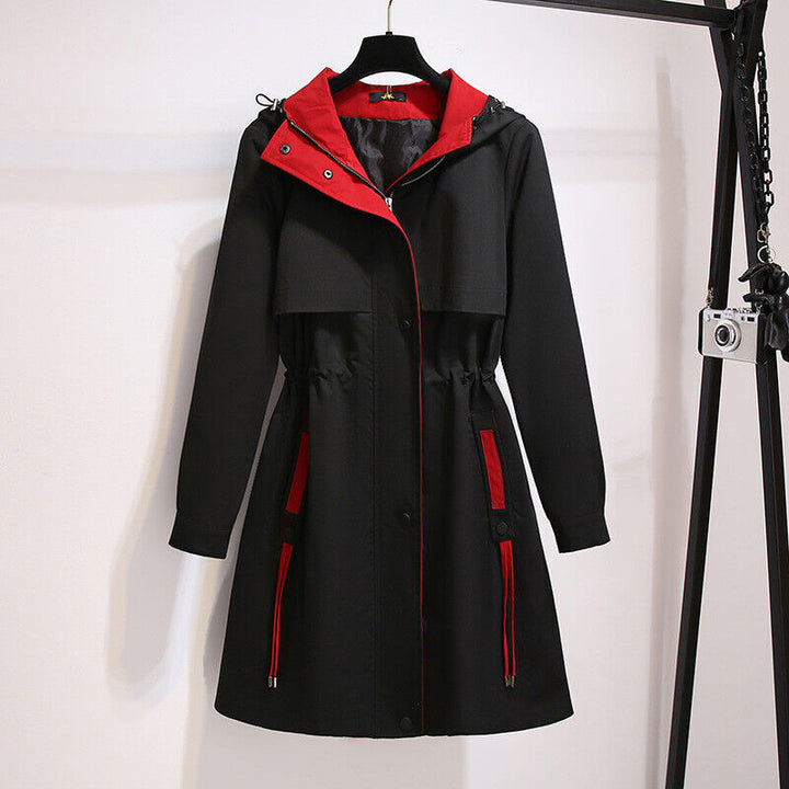 Damen Windjacke Übergröße in Schwarz, vielseitige Übergangsjacke für Plusgröße, lockere Passform.