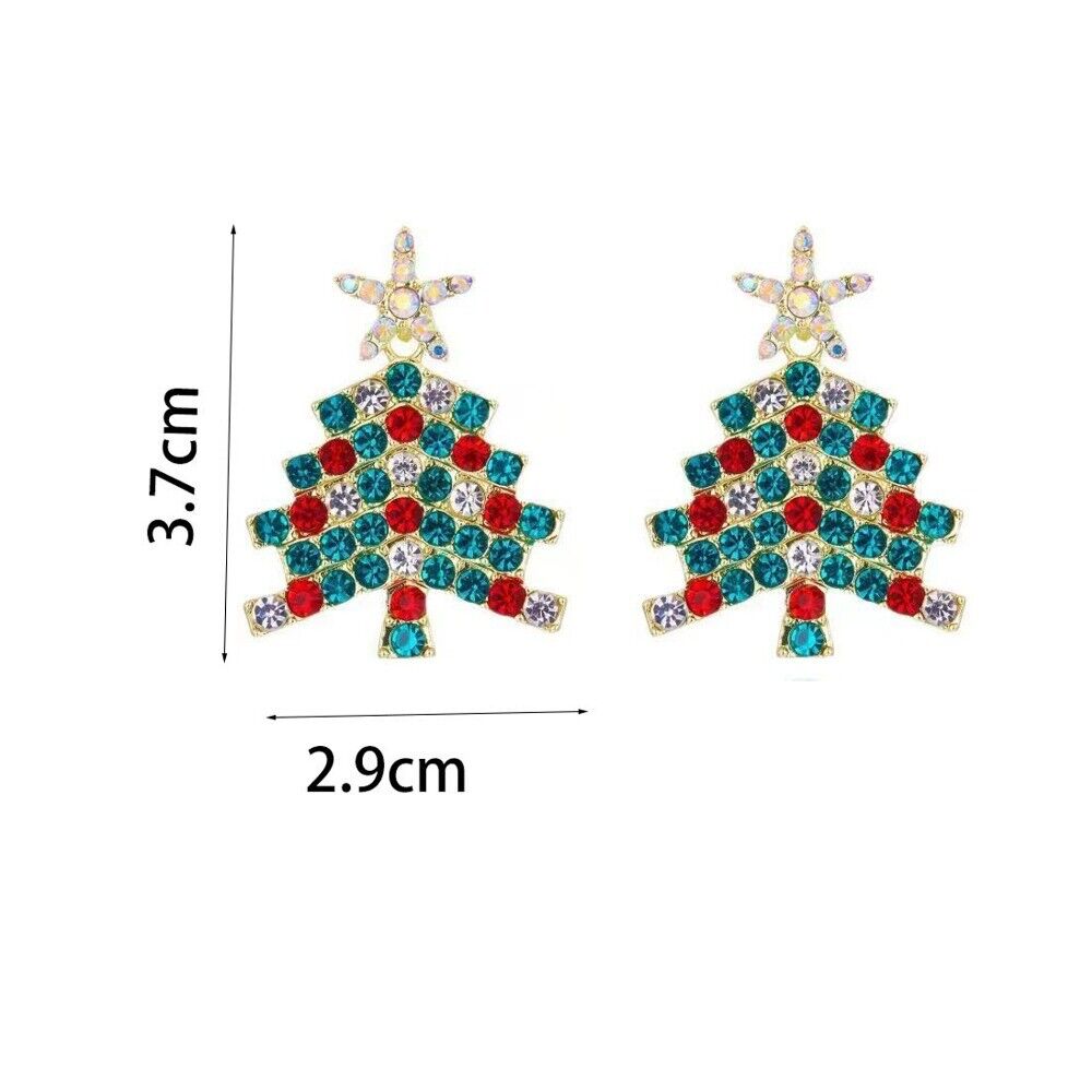 Weihnachtliche Damen Ohrringe: Funkelnde Zirkonia Weihnachtsbaum Hänger, ein festliches Schmuckstück.
