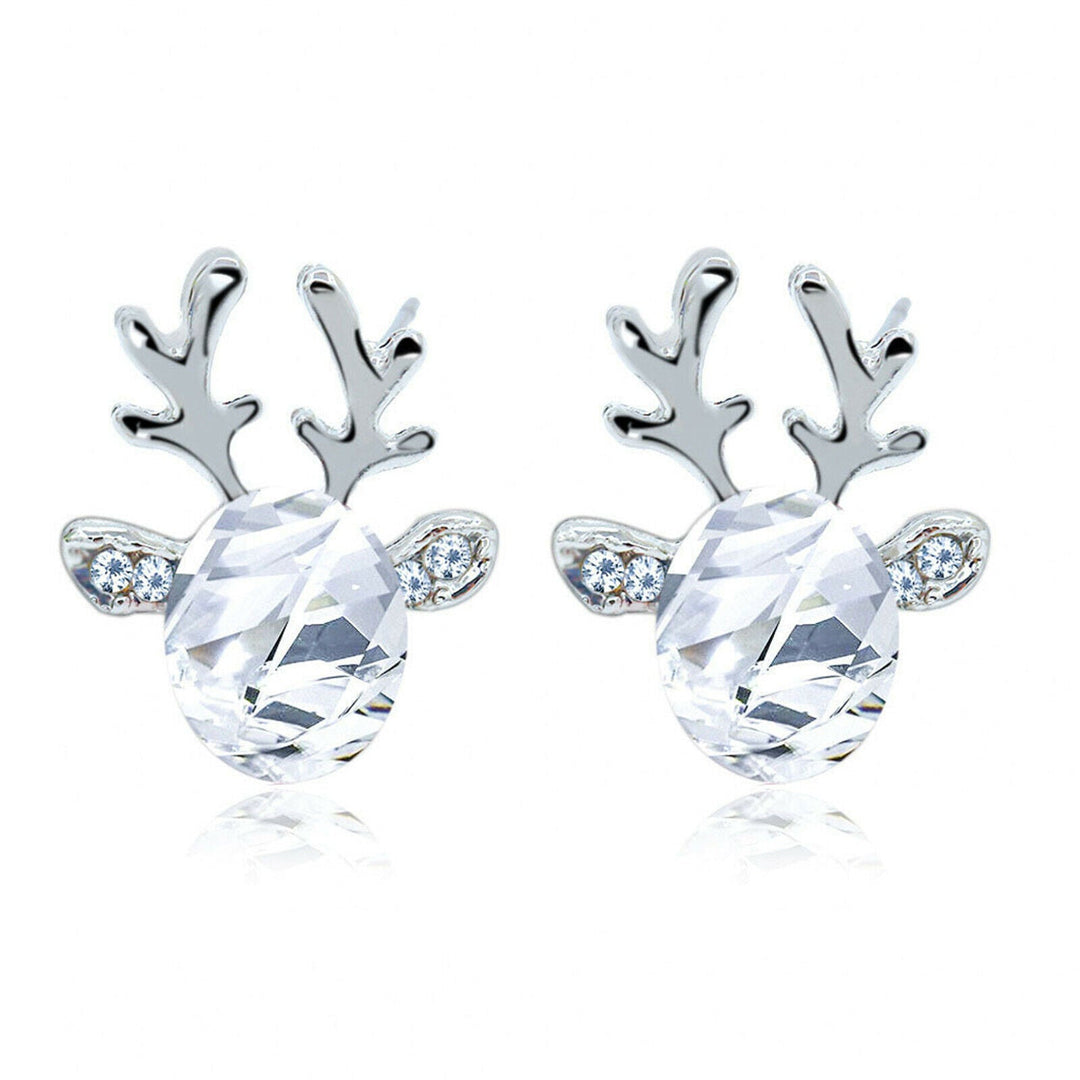 Festliche Damen-Ohrstecker: Glitzerndes Rentier-Motiv mit Kristallen. Perfekt als Weihnachtsschmuck.