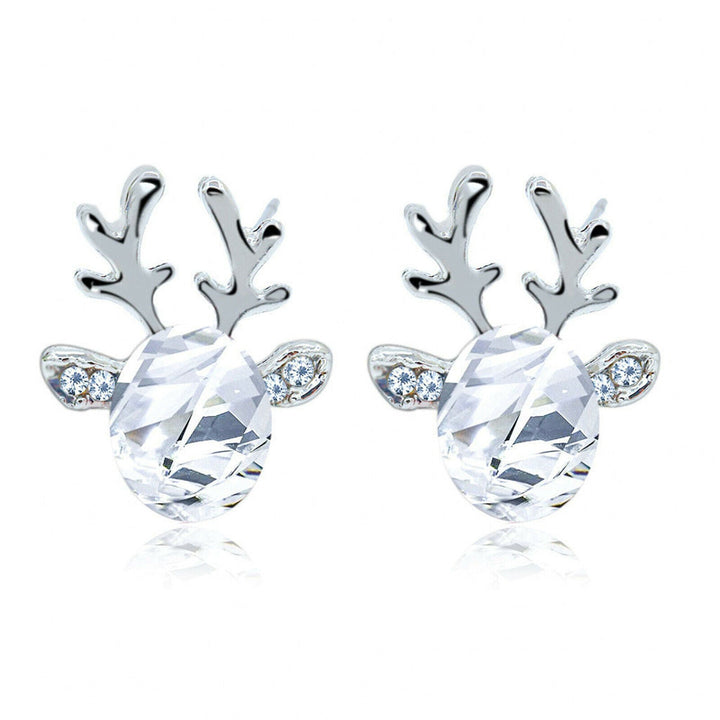 Festliche Damen-Ohrstecker: Glitzerndes Rentier-Motiv mit Kristallen. Perfekt als Weihnachtsschmuck.