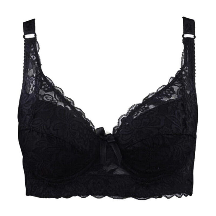 Bequemer Damen BH in Übergröße mit Spitze und verstellbaren Trägern. Perfekte drahtlose Unterwäsche für jeden Tag.
