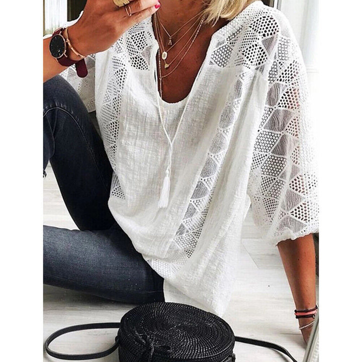 Damen Tunika Hemd in Übergröße, Kurzarm, ideal für einen stilvollen Sommer-Look.