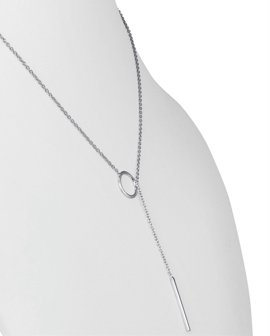 Verstellbare Damen Lariat-Halskette mit zartem Barren-Anhänger, moderner Roségoldschmuck.