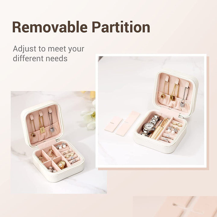 Schicke Damen-Schmuckbox, quadratisches Design aus Leder, für Ohrringe, Ringe & Ketten.