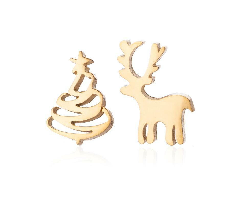 Festliche Damen-Ohrstecker mit Rentier-Motiv, zauberhafter Weihnachtsschmuck aus 925er Silber für Frauen.