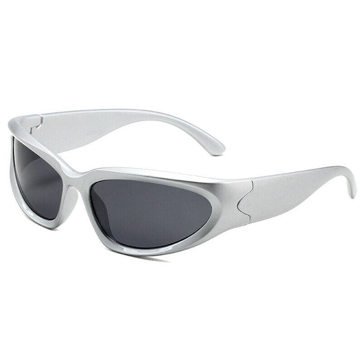 Unisex Sport-Sonnenbrille, rechteckig, verspiegelt, mit UV-Schutz und Retro-Charme für den Sommer.