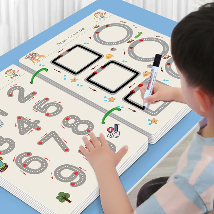 Wiederverwendbare Schreibübungshefte als Lernspielzeug für Kinder, fördert Motorik und Schreibentwicklung.