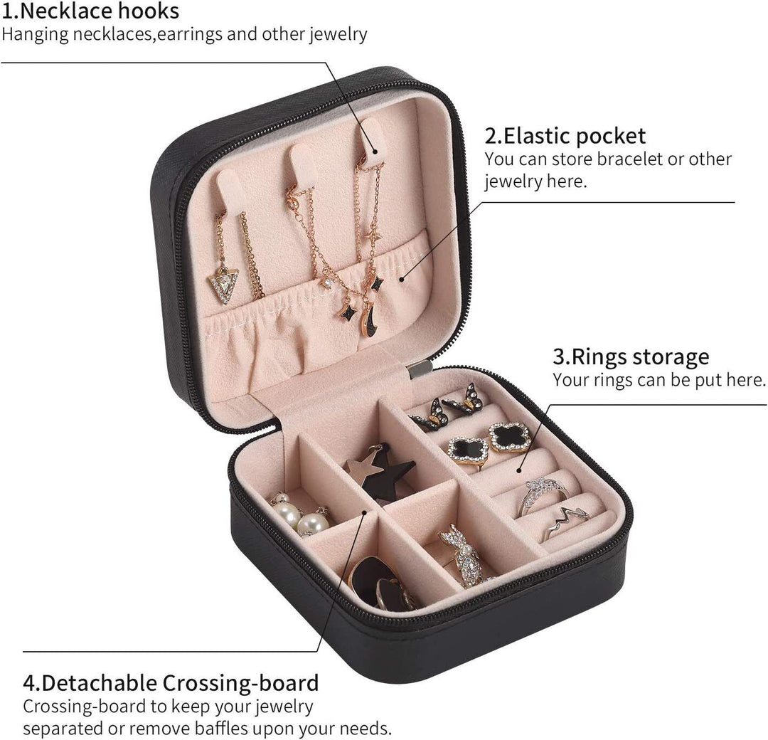 Organizer für Schmuck: quadratische Leder-Schatulle, elegant & funktional für Zuhause & Reise.