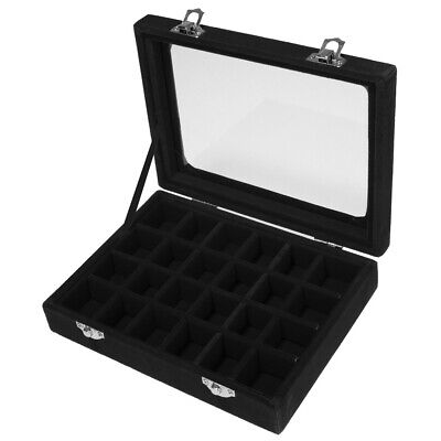 Praktische Samt Schmuckbox mit durchsichtigem Deckel zur Aufbewahrung von Damenschmuck und Accessoires.