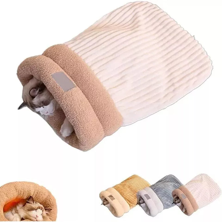 Gemütlicher Katzenschlafsack: Weiches Haustierbett für Geborgenheit und Komfort. Perfekter Katzen-Schlafplatz.