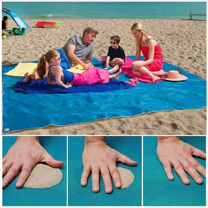 Sanddichte Strandmatte, blau, für sandfreien Strandtag. Leichtgewicht & perfekt für Outdoor-Entspannung.
