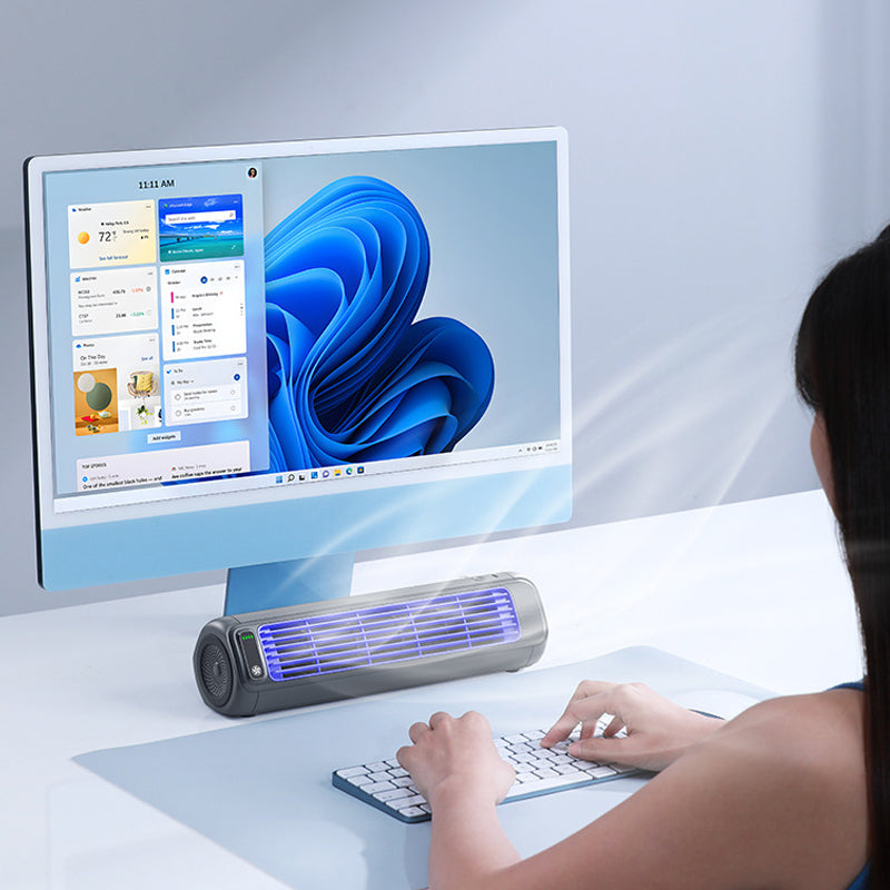 Kabelloser Sandsberg Ventilator, USB-wiederaufladbar, flexibel einsetzbar für eine kühle Brise.