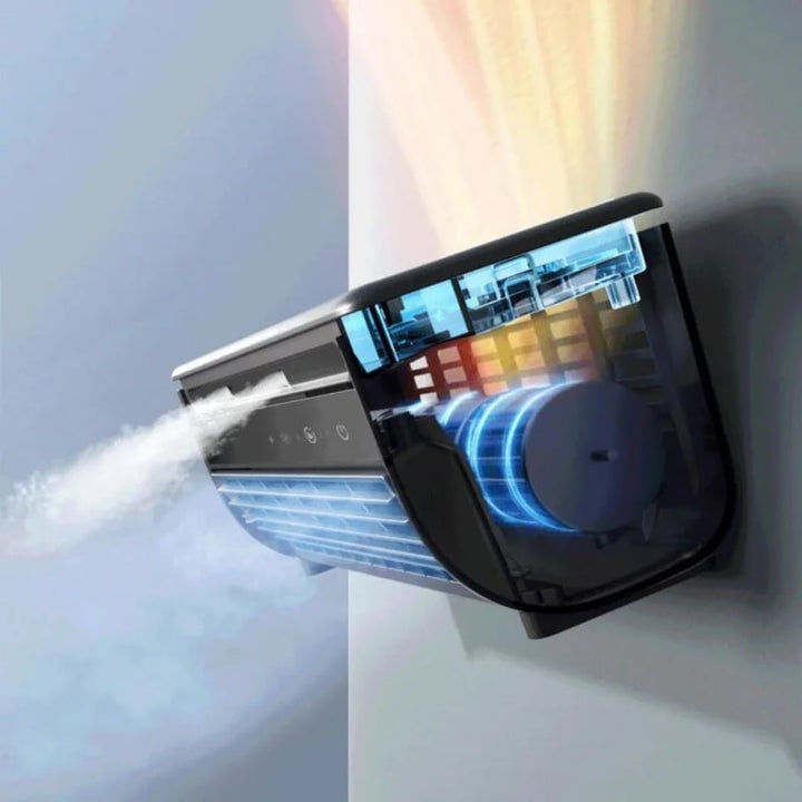 USB-wiederaufladbarer Sandsberg Luftkühler, tragbar, sorgt für mobile Kühlung überall im Sommer.