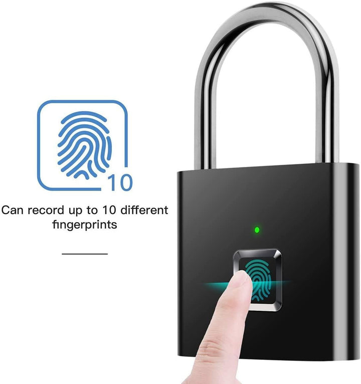 Robustes Fingerabdruck Vorhängeschloss, diebstahlsicher, wasserdicht, Zinklegierung, biometrisch, schlüssellos.