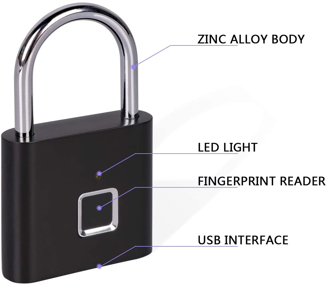 High-Tech Fingerabdruck-Sicherheitsschloss, biometrisch, schlüssellos, Smartlock, effektiver Diebstahlschutz.