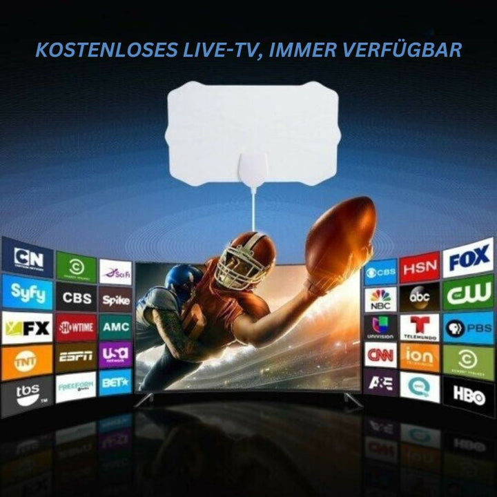 Indoor HDTV Antenne mit leistungsstarkem Signalverstärker für kristallklaren digitalen HD TV-Empfang.