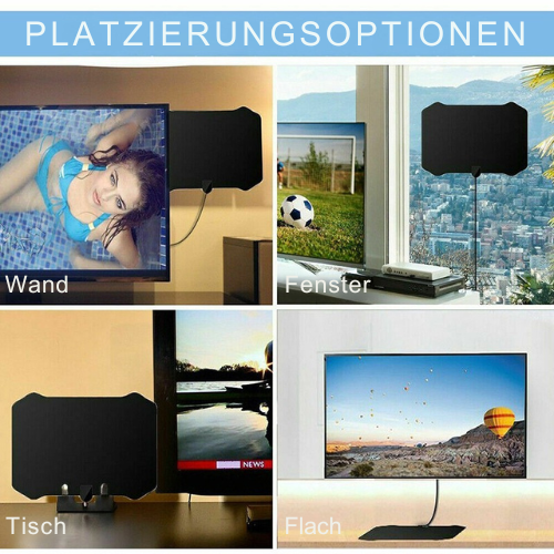 Einfach zu installierende TV Zimmerantenne für HDTV und DVB-T2, bietet kostenlose digitale Sender in HD.