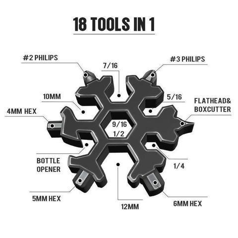Langlebiges Edelstahl-Multitool in Schneeflockenform, perfekt für Camping, Reparaturen & den Alltag.