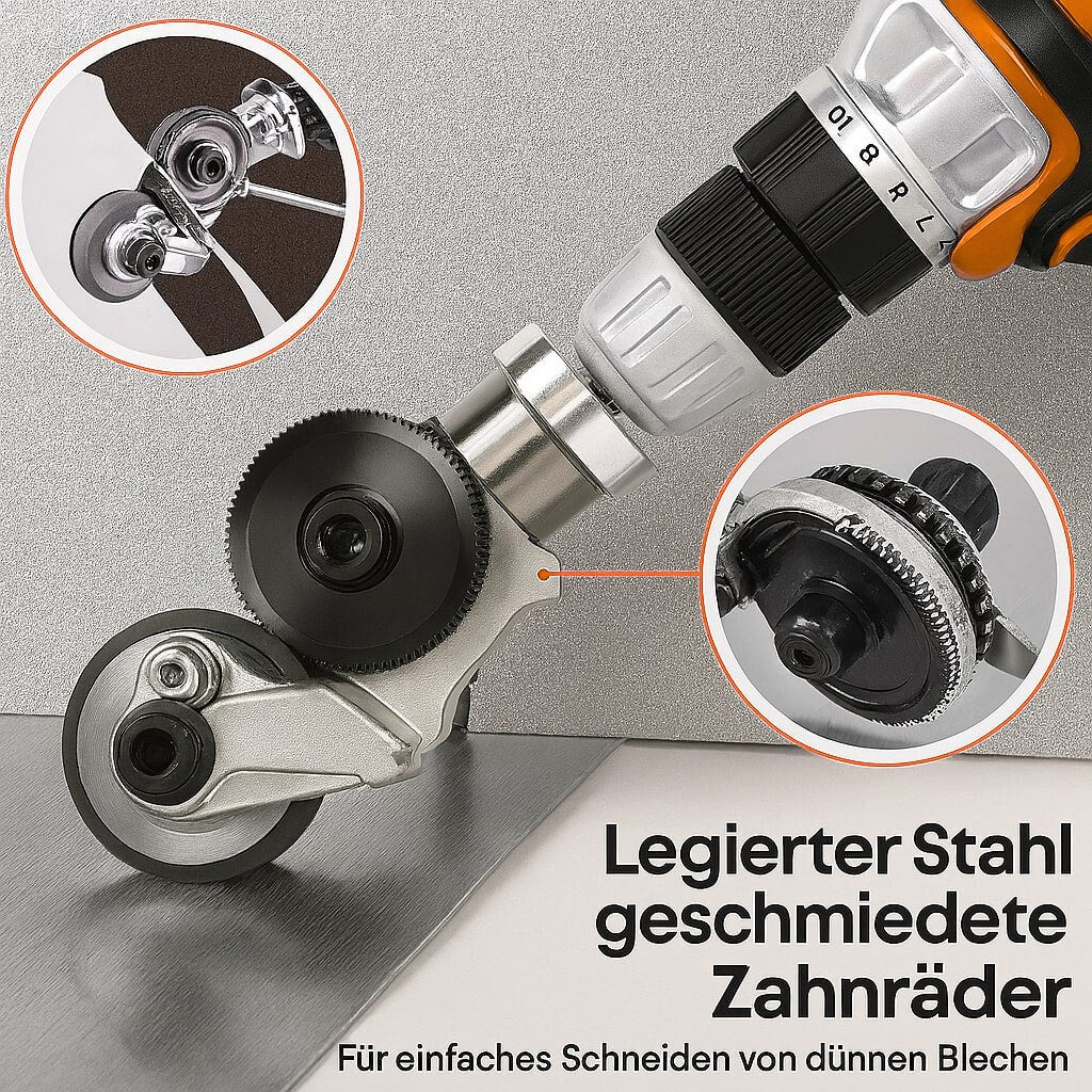 Bohrmaschinen-Aufsatz: Präziser Metallschneider und Blechschere für effiziente Metallbearbeitung. Ideal für Handwerk.