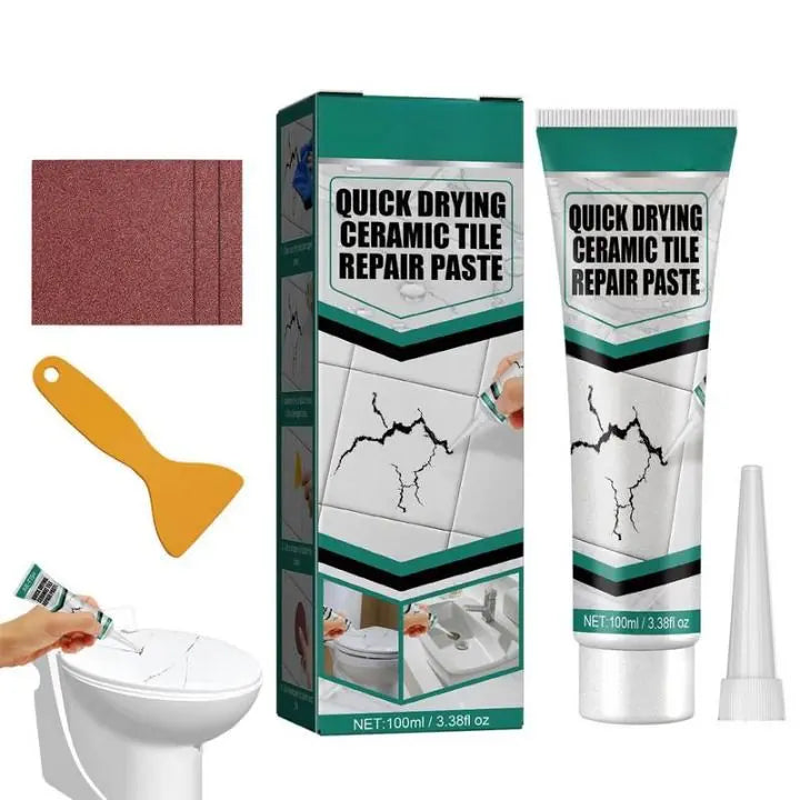 Verpackung der Fliesen Reparaturpaste: Schnelltrocknend & wasserfest für schnelle, dauerhafte Reparaturen an Fliesen in Haus & Bad.