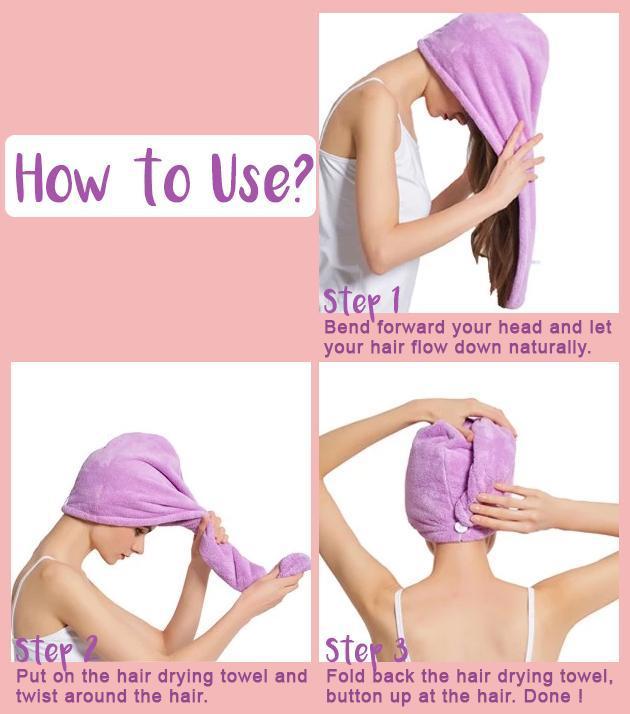 Sanftes Mikrofaser-Haarhandtuch für Damen, pflegt das Haar und reduziert Frizz beim schnellen Trocknen.