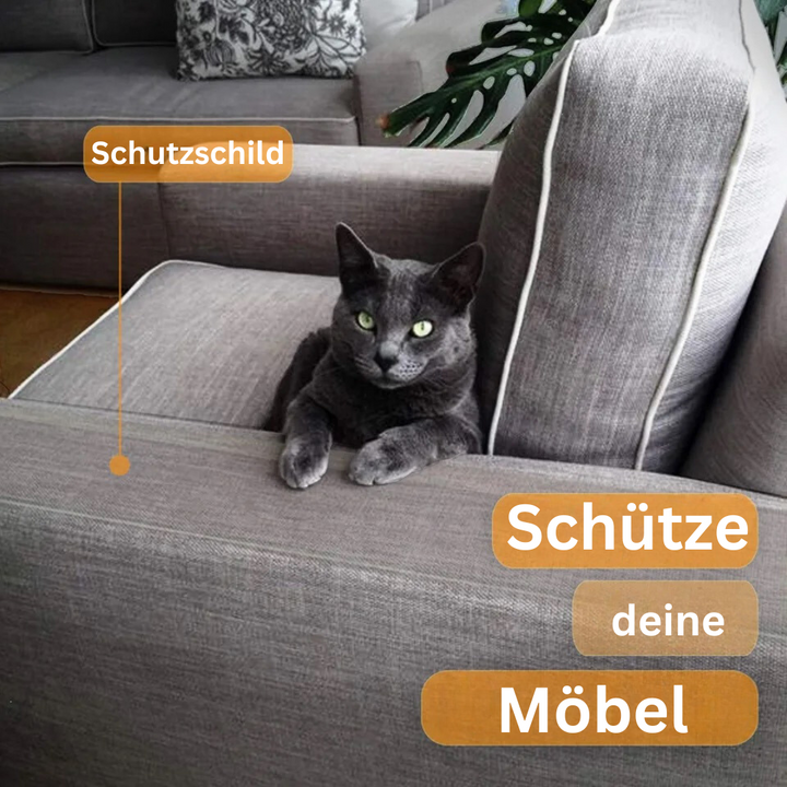 Effektiver Katzenkratzstopp für Möbel. Unsichtbare Schutzfolie bewahrt Ihr Sofa vor Krallenschäden.