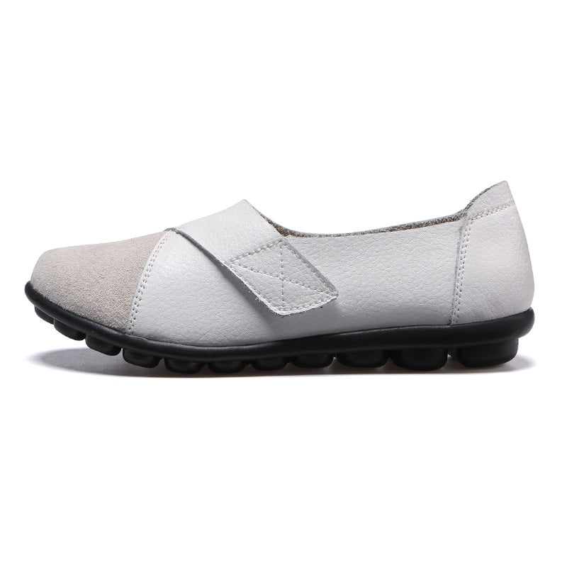 Schwarze rutschfeste Damen Loafers mit Klettverschluss, bequem für Alltag & Büro.