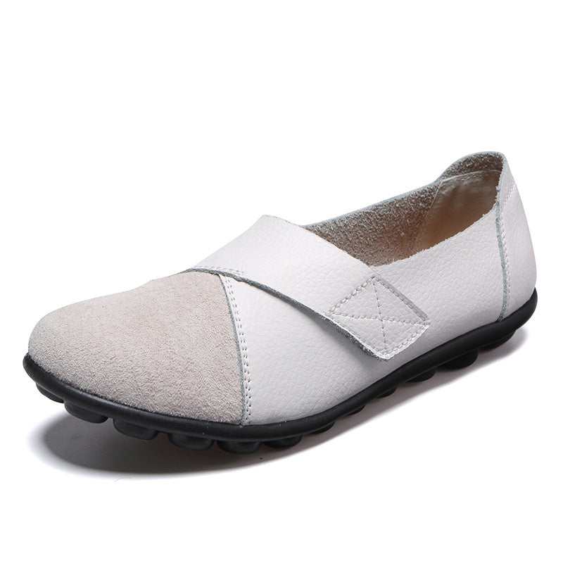 Blaue bequeme Damen Loafers mit Klettverschluss, ideale Freizeitschuhe.