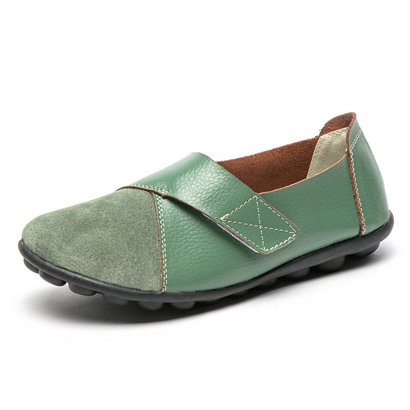 Grüne Alltagsschuhe Damen, Loafers mit Klettverschluss, rutschfest & komfortabel.