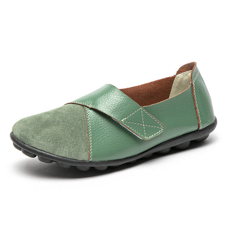 Grüne Alltagsschuhe Damen, Loafers mit Klettverschluss, rutschfest & komfortabel.