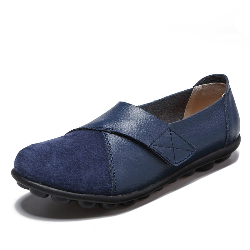 Robuste Damen Loafers blau, mit Klettverschluss, rutschfest für jeden Tag.
