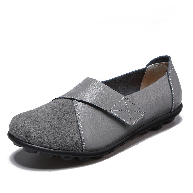 Elegante Damen Loafers beige, Klettverschluss, flach & bequem für Freizeit.