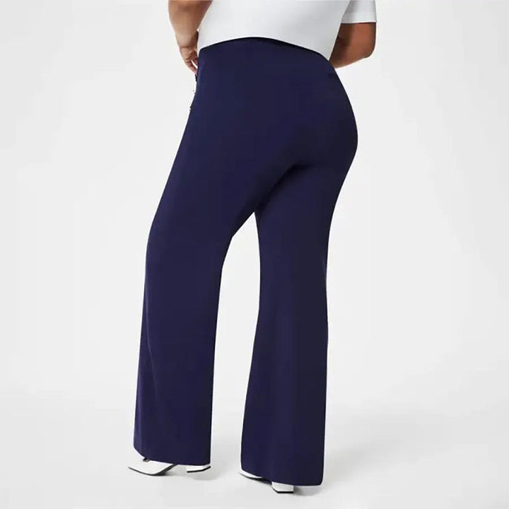 Elegante Damen Schlaghose Toffee, High Waist, weites Bein, Po-Lift, stretch für Bewegungsfreiheit.