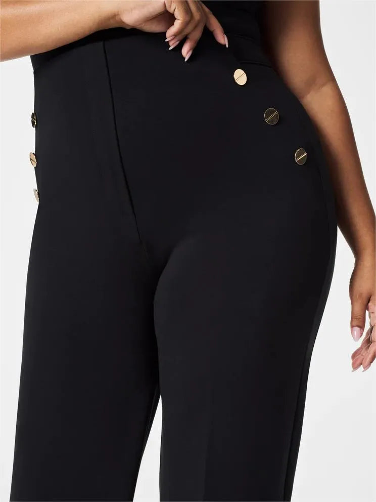 Schlaghose Damen Schwarz, High Waist, weites Bein, Po-Lift, modisch, stretch für Büro & Freizeit.