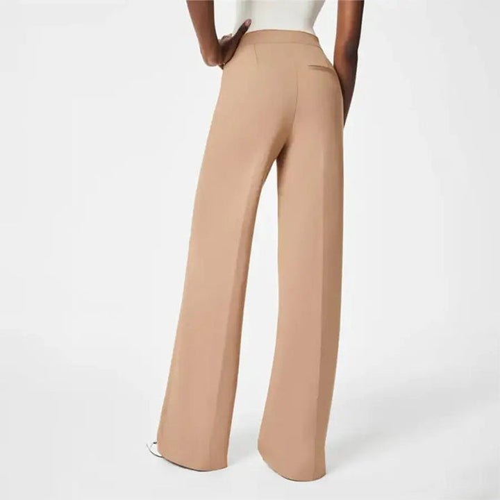 Elegante Damenhose Toffee, High Waist Schlaghose, weites Bein, Po-Lift Effekt, komfortabel.