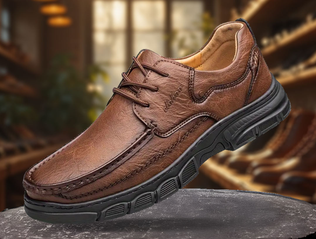 Dunkle, formelle Herren Arbeitsschuhe mit Schnürung, elegant & vielseitig für Business-Outfits.
