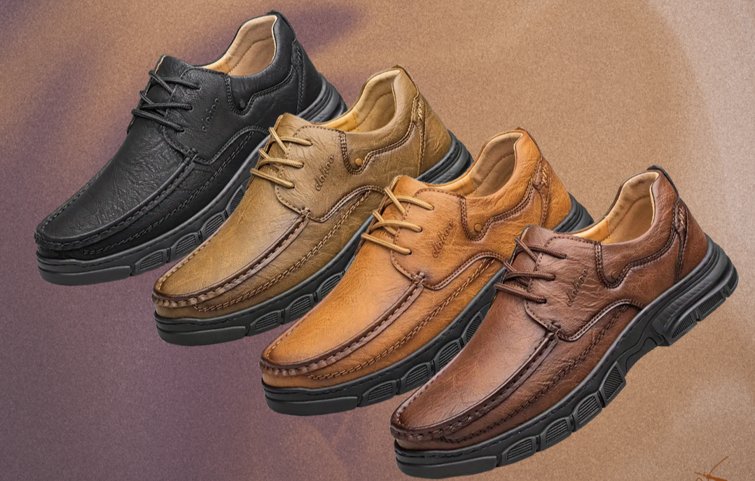 Ein Paar glänzende Herren Business Schnürschuhe, ideal für formelle Anzüge & einen professionellen Büro-Look.